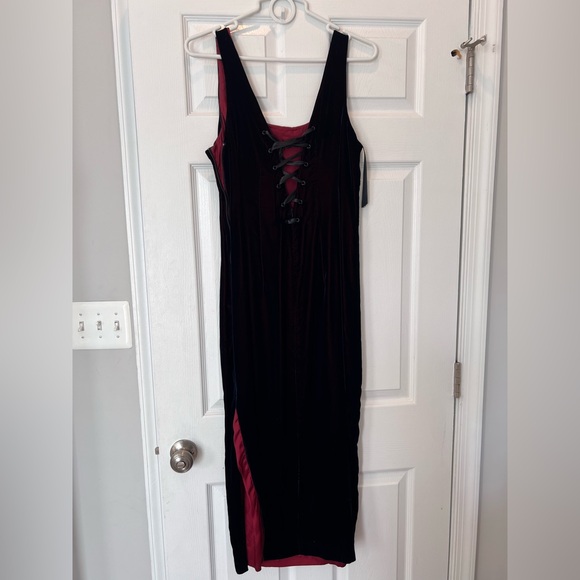 Vintage Laundry by Shelli Segal Velvet and Silk Dress with corset lace and slit - Picture 1 of 3